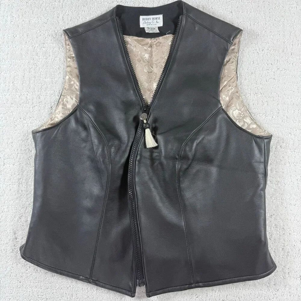 Hobby Horse Clothing Co. Vintage Black Leather Zip Up Show Vest - US Women’s M